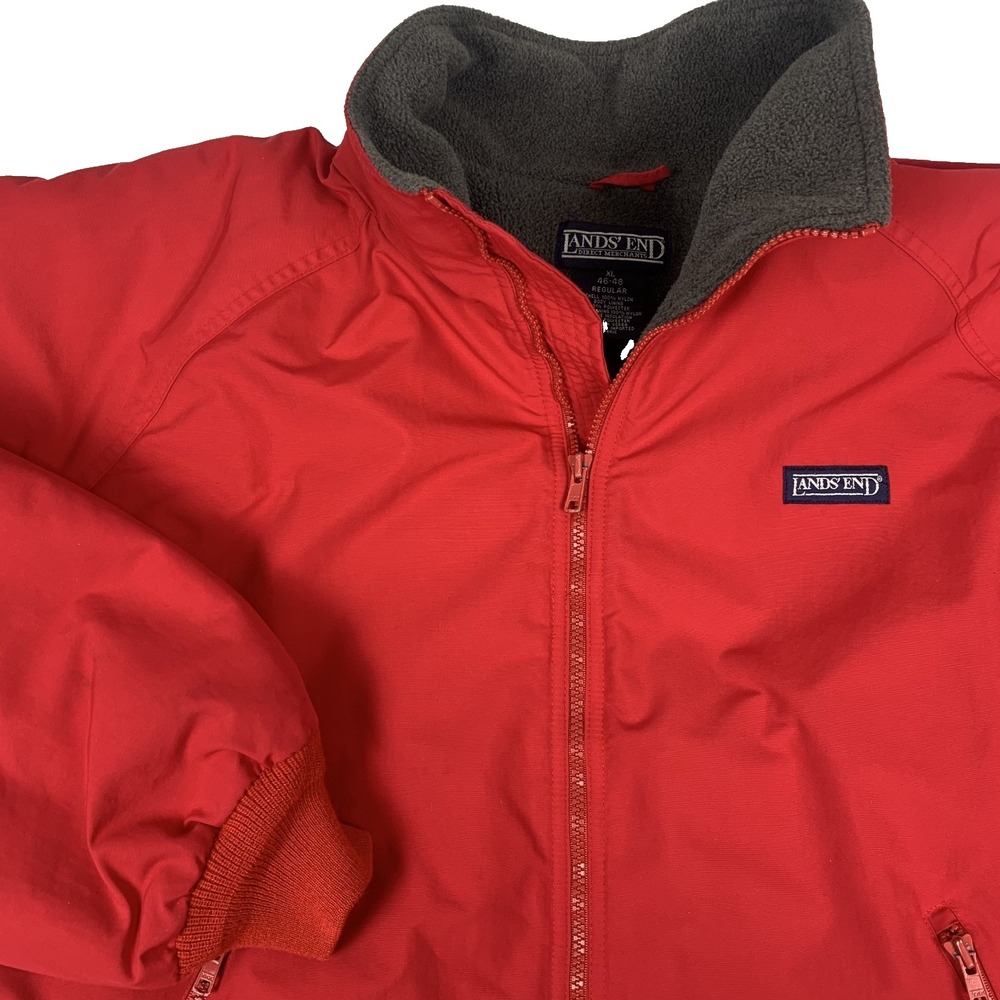 Vintage L.L. Bean Warm Up Jacket Men's XL Red Nylon Fleece Lined Bomber